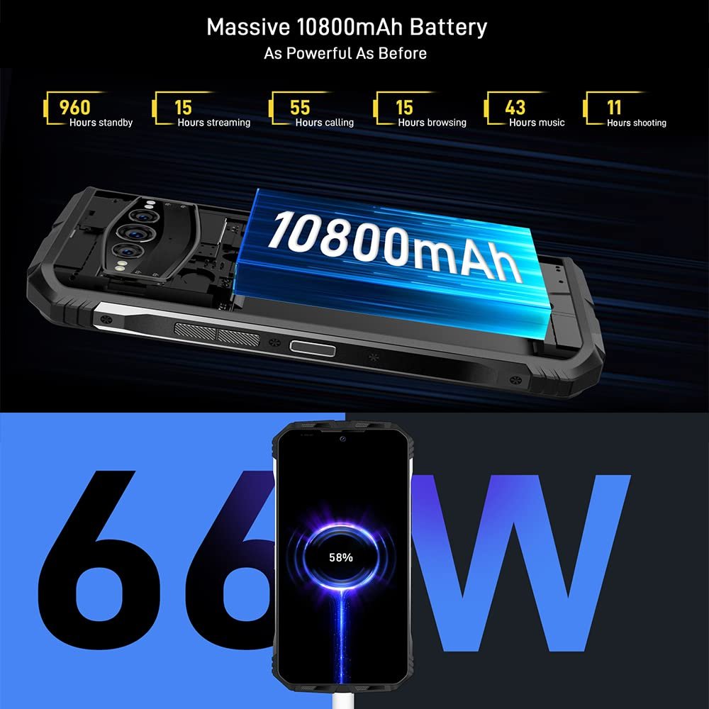 Смартфон DOOGEE S100 (2023) Helio G99 20/256GB 10800mAh 108MP 6.58" NFC Black, фото №7 Смартфон DOOGEE S100 (2023) Helio G99 20/256GB 10800mAh 108MP 6.58" NFC Black, фото №7