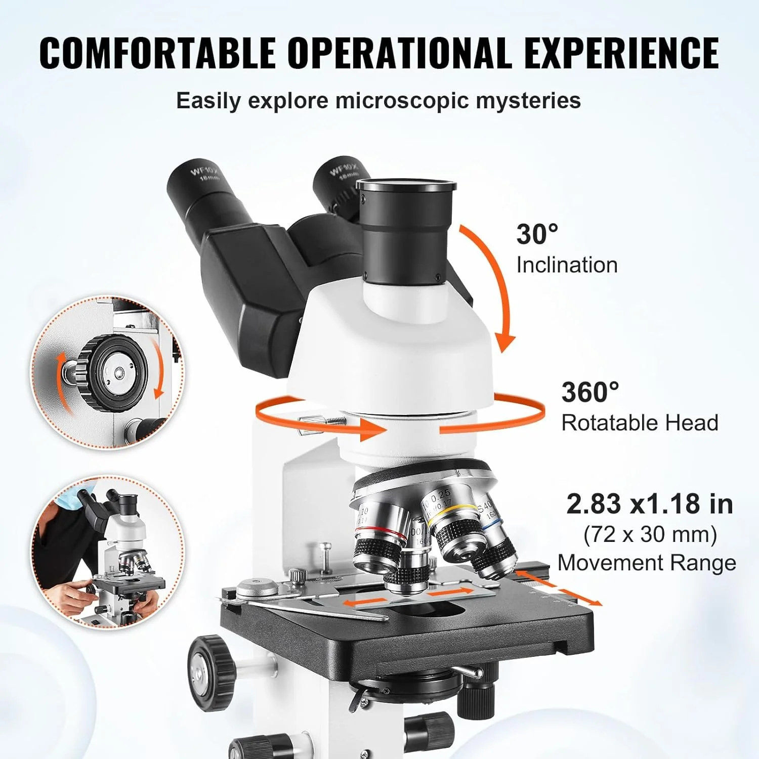 Цифровий мікроскоп VEVOR XSP-36TV / 40X-5000X / White, фото №3