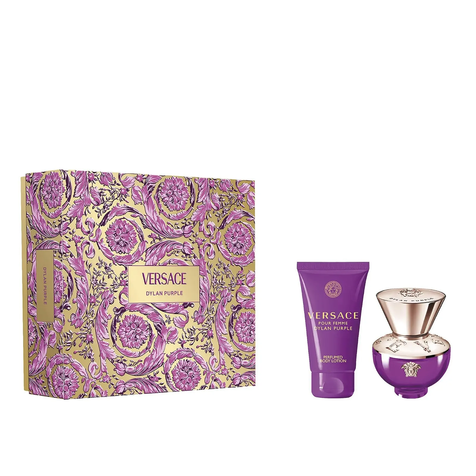 Набор Versace Dylan Purple Eau de Parfum 30 мл (содержит парфюмированную воду 30 мл и лосьон для тела 50 мл), фото №1