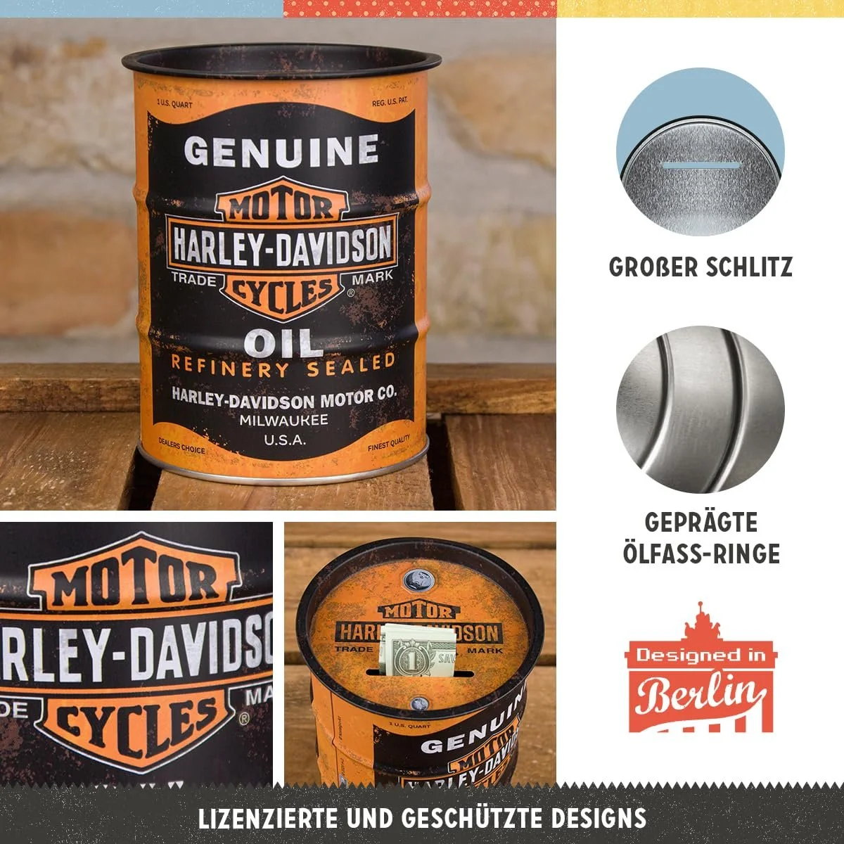 Копилка Nostalgic-Art Ретро Harley-Davidson - Genuine Oil, фото №3