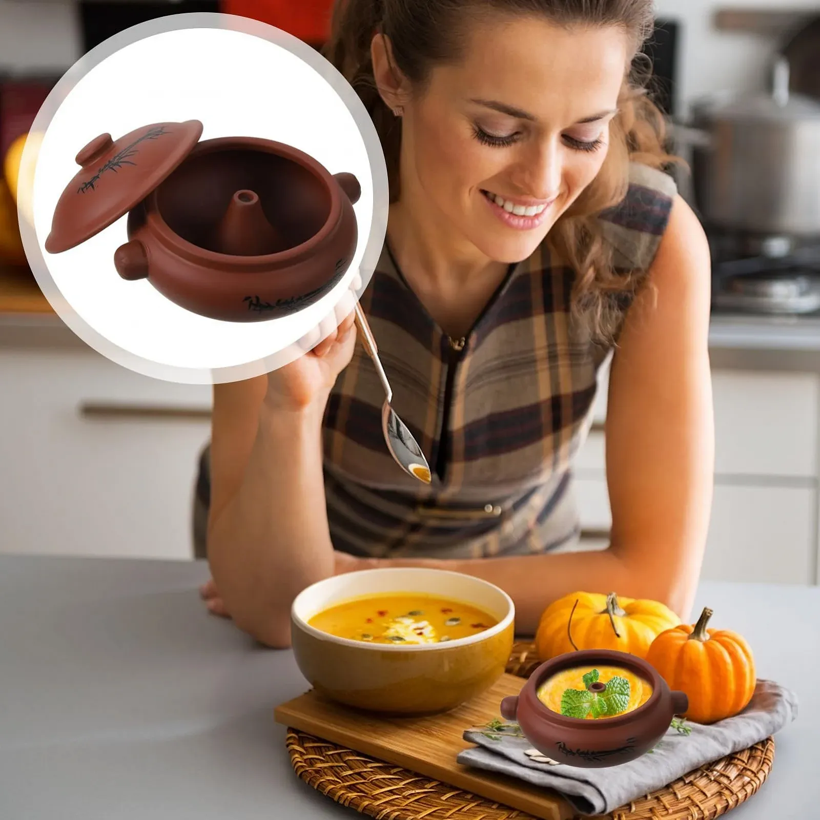 Керамическая кастрюля для тушения термостойкая с равномерным распределением тепла, фото №8