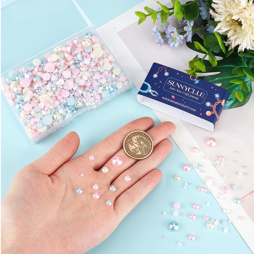Жемчуг Тип SUNNYCLUE Смола Полужемчуг 3~10 мм Розовый и Голубой, фото №3