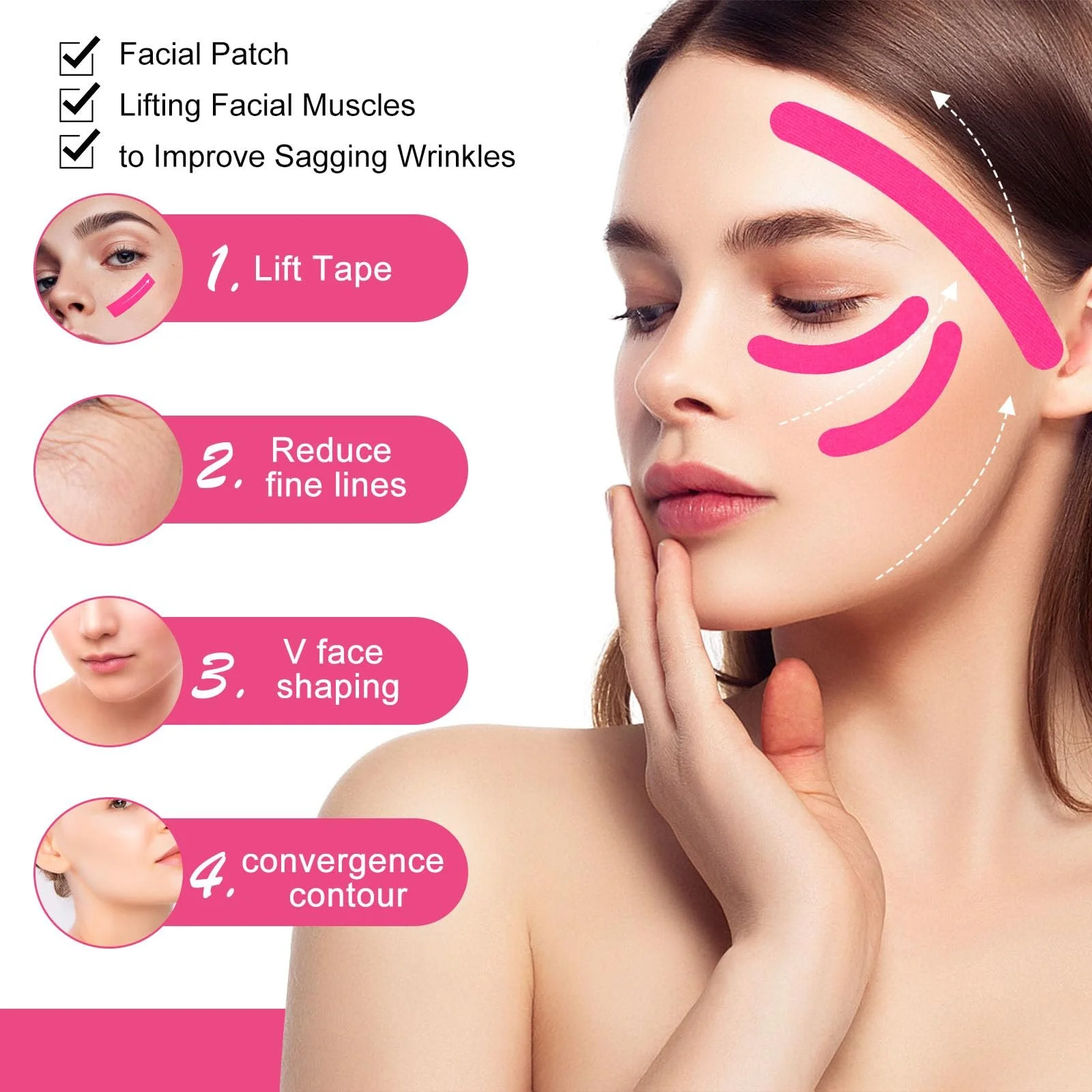 2 рулони стрічки для підтяжки обличчя, пластир проти зморшок, фото №3