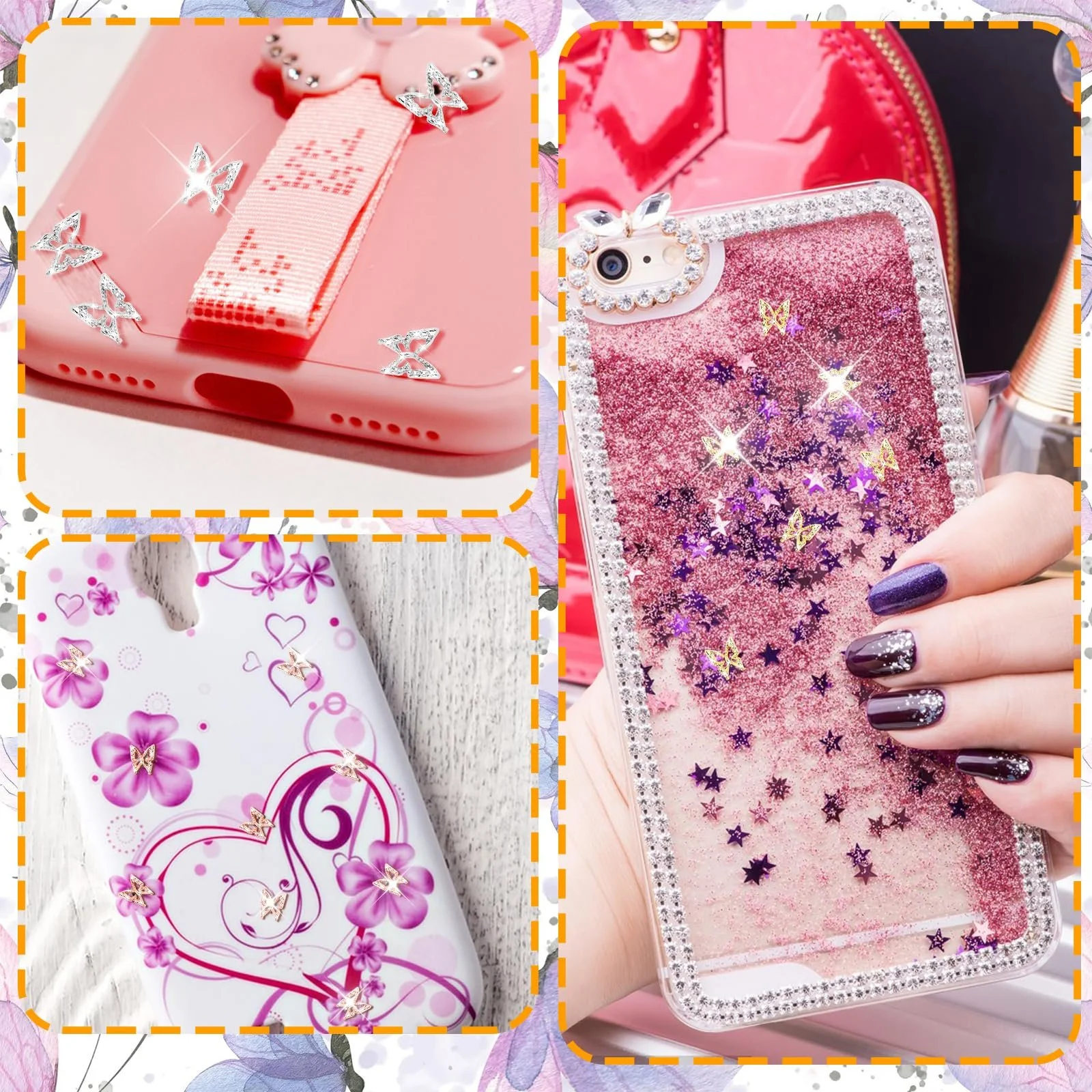 3D Украшения для ногтей Amaxiu, Бабочки, 80 шт., Золотой, Серебряный, Розовое золото, фото №7