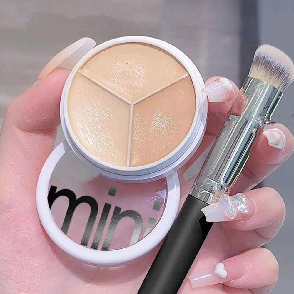 Палетка консилерів 3 кольори, Палетка для контурування консилером з пензлем, фото №3