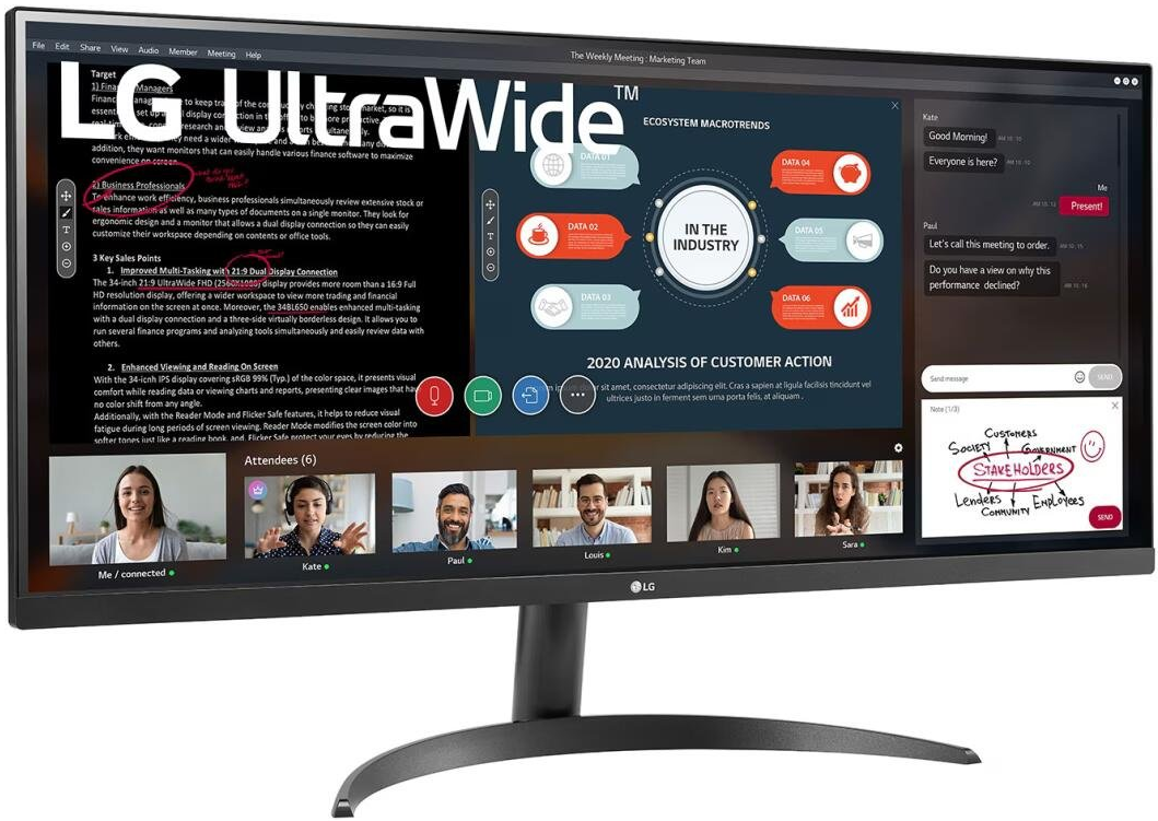 Монітор 34" LG UltraWide 34WP500 Full HD IPS 75 Гц, фото №3