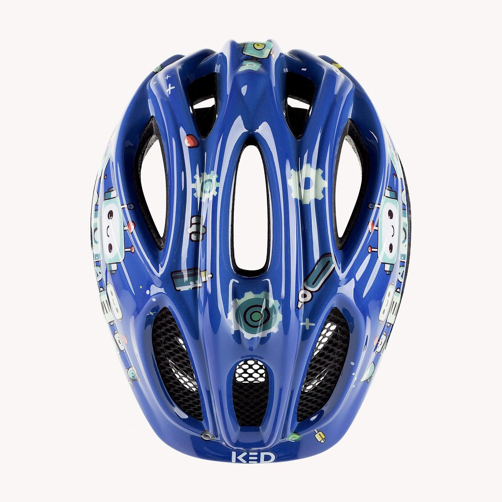 Шлем велосипедный детский KED Meggy II Trend 2024 Robot / 52-58 (M) с сеткой защиты от насекомых, интегрированным светодиодным задним фонарем и технологией MaxShell, фото №6