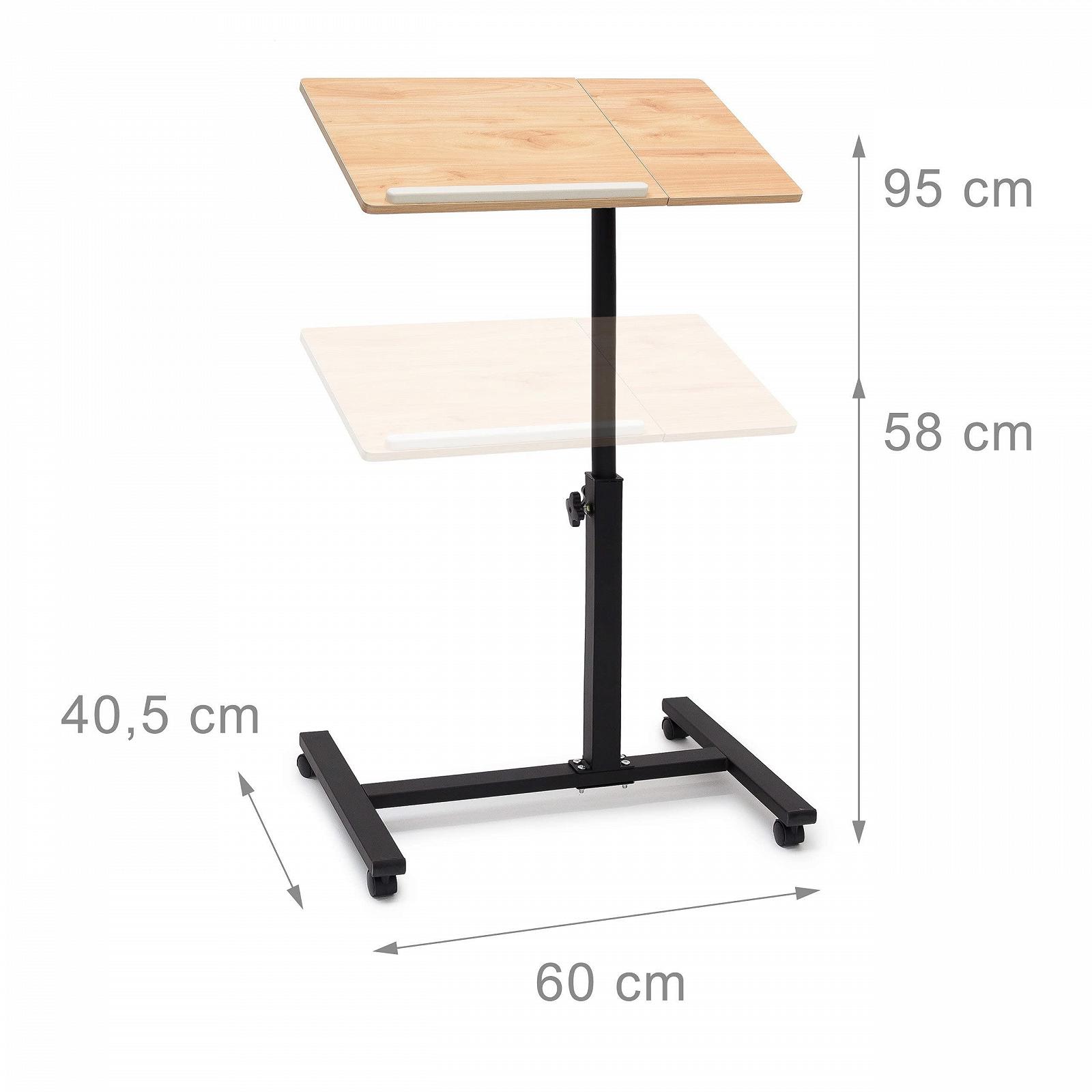 Столик для ноутбука Relaxdays, регульована по висоті підставка, дерев'яний, на коліщатках, обертовий, 95 x 60 x 40.5 см, різні кольори, фото №3