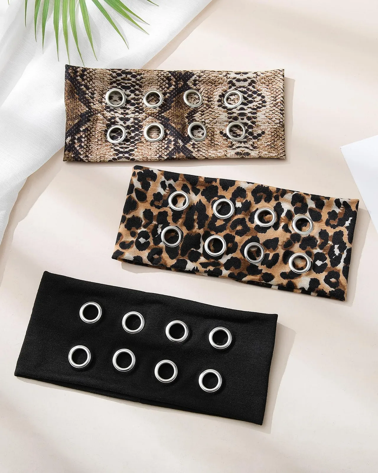 Пов'язка на голову Y2k Широка з металевими люверсами для жінок, 3 шт, фото №6 Пов'язка на голову Y2k Широка з металевими люверсами для жінок, 3 шт, фото №6