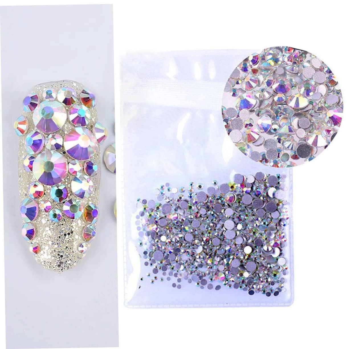 Стрази для нігтів VILLCASE 1440 шт, круглі, змішані, з плоскою задньою стороною, для УФ-гелю, лаку для нігтів, фото №9