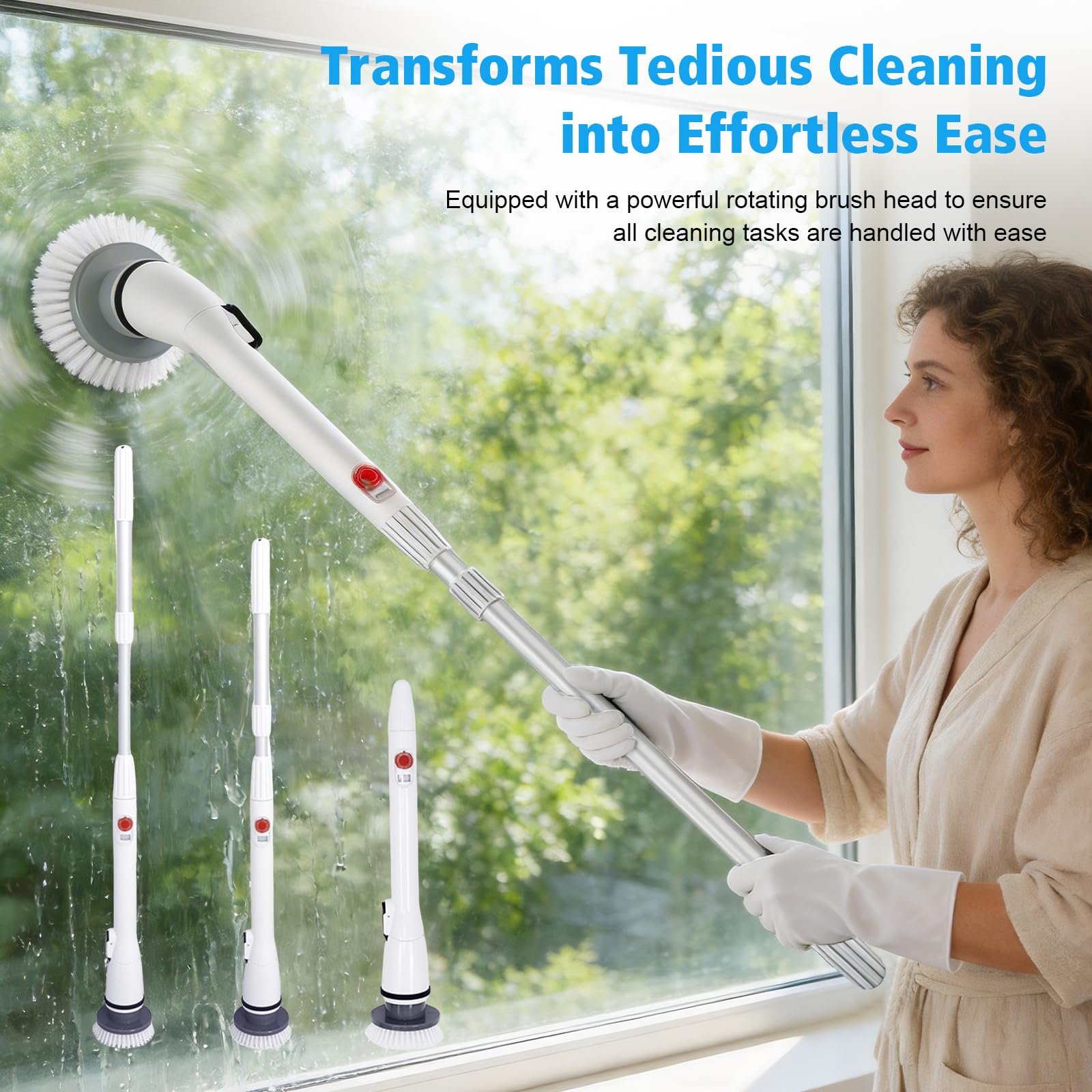 Электрическая щетка для чистки Electric Spin Scrubber 7 в 1 аккумуляторная с регулируемой ручкой IPX7 2 скорости, фото №2 Электрическая щетка для чистки Electric Spin Scrubber 7 в 1 аккумуляторная с регулируемой ручкой IPX7 2 скорости, фото №2