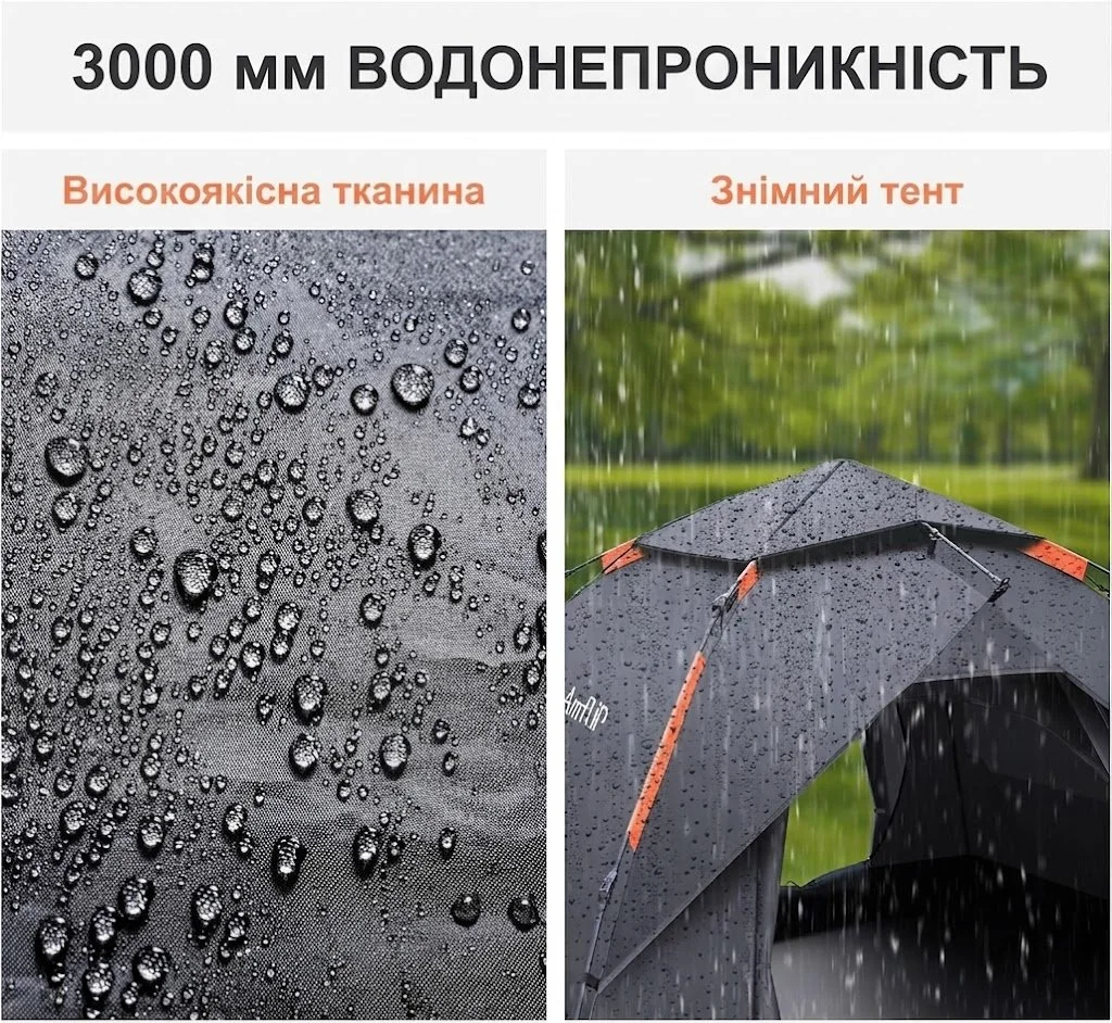Автоматичний кемпінговий намет Amflip (HU-XI-129) / 3 особи / 3000 мм / Сірий, фото №2 Автоматичний кемпінговий намет Amflip (HU-XI-129) / 3 особи / 3000 мм / Сірий, фото №2