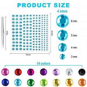 Стрази Самоклеючі YOYEAH 2184 шт14 кольорів synthetic.ua - Фото 1