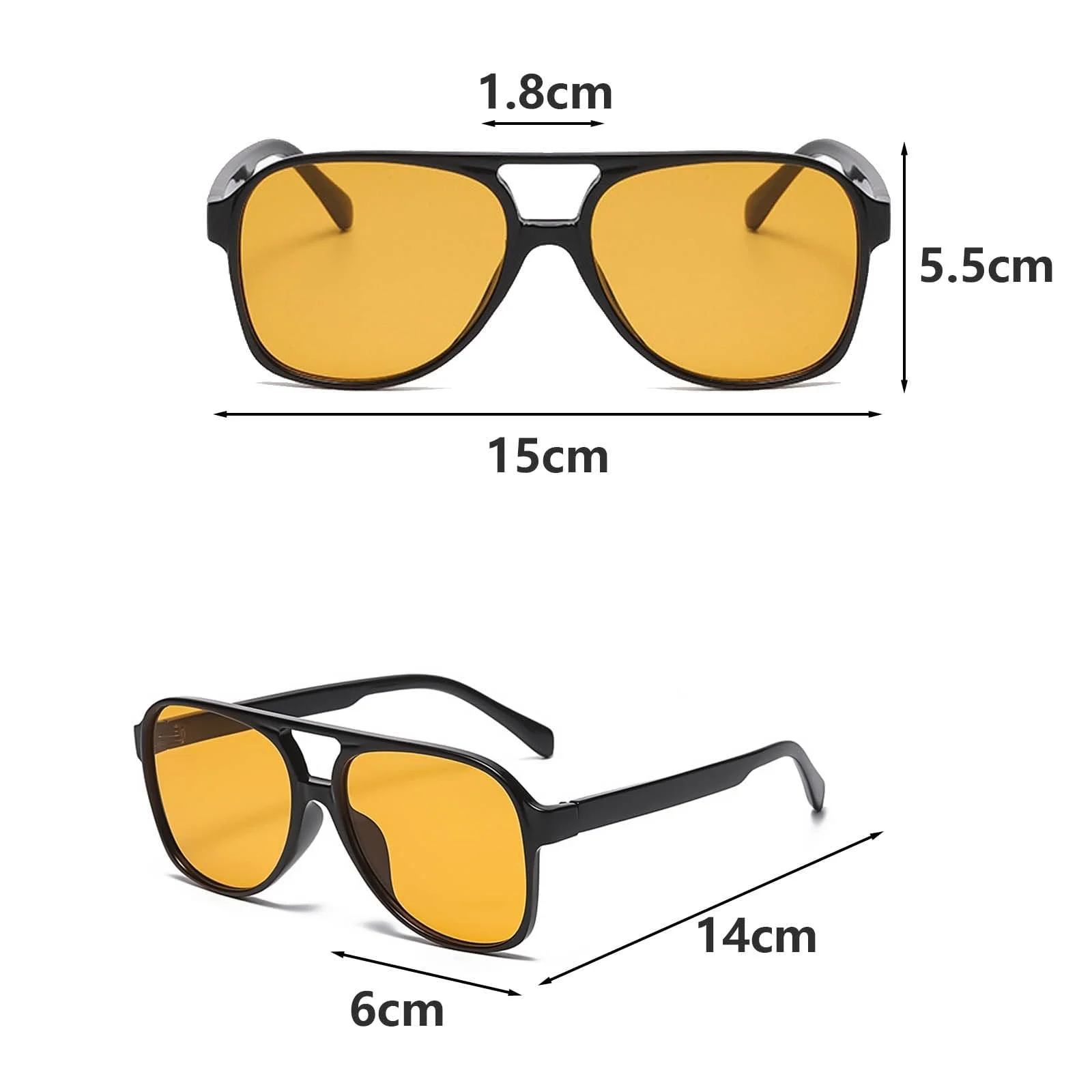 Сонцезахисні окуляри Авіатор DYOUen Вінтаж Класичні 70-х Поляризовані UV400 Чорний, Помаранчевий, фото №2