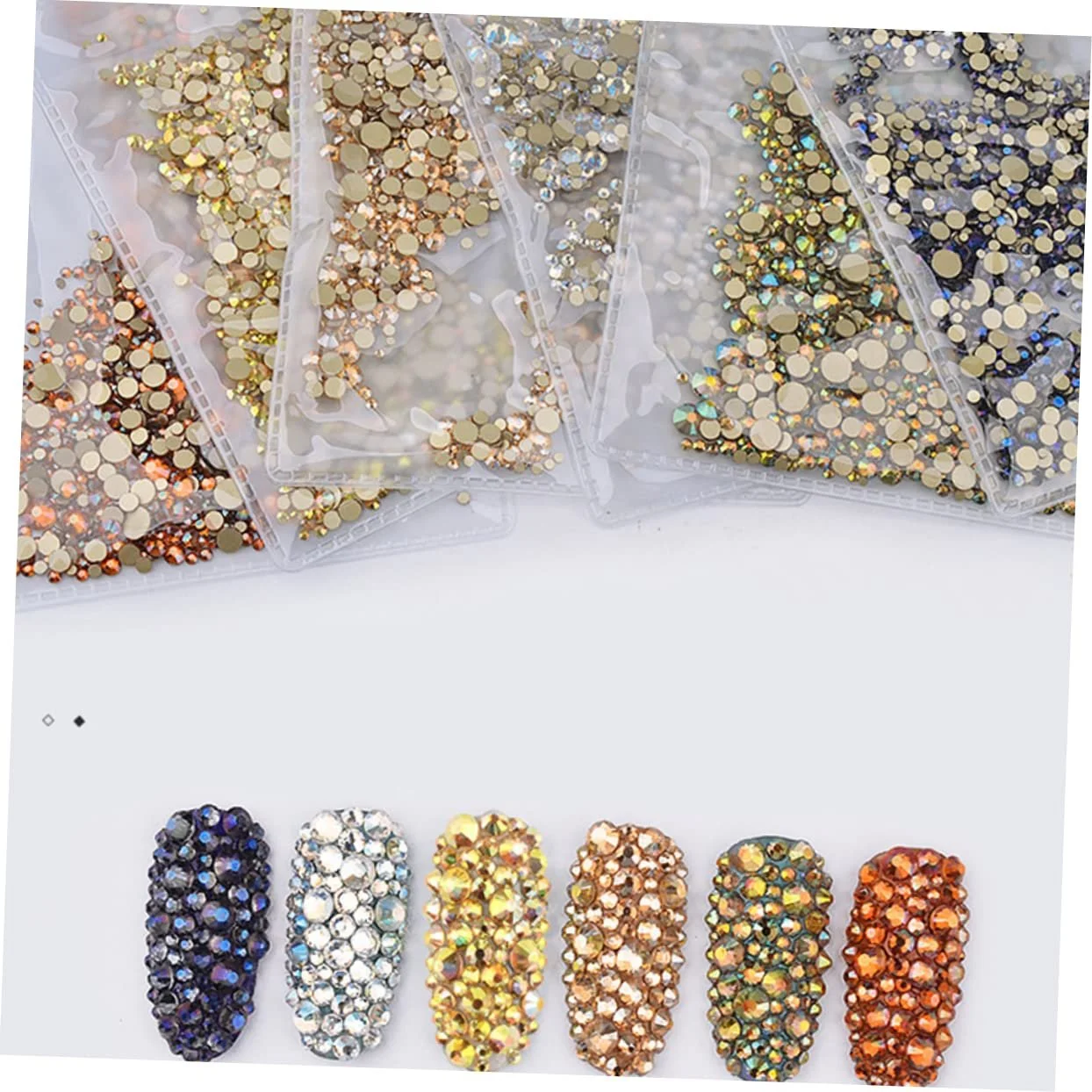 Стразы 1440 шт. для ногтей для маникюра Смешанные размеры Самоклеящиеся для самодельного нейл-арта, фото №4