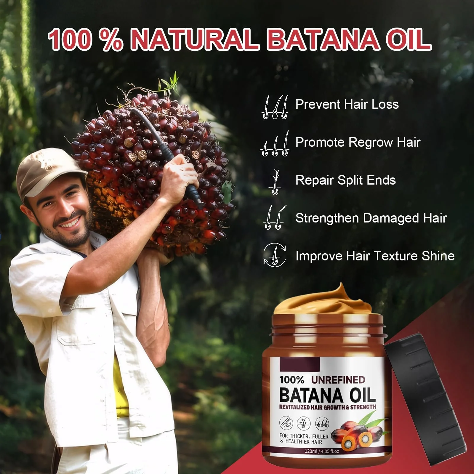 Органічна олія Батани для росту волосся 120 мл, фото №5