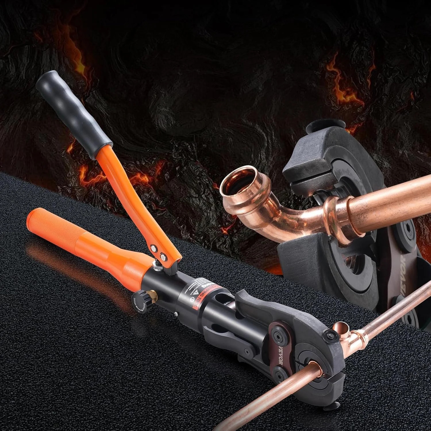 Гидравлический обжимной инструмент VEVOR SD-1930-3 с быстросменными матрицами TH16, TH20, TH26, TH32 Оранжевый-Черный, фото №7