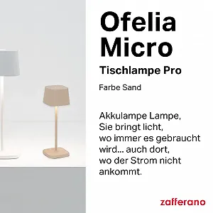 Настільна лампа Zafferano Ofelia Micro бездротова акумуляторна сенсорна 20 см Sand synthetic.ua - Фото 1