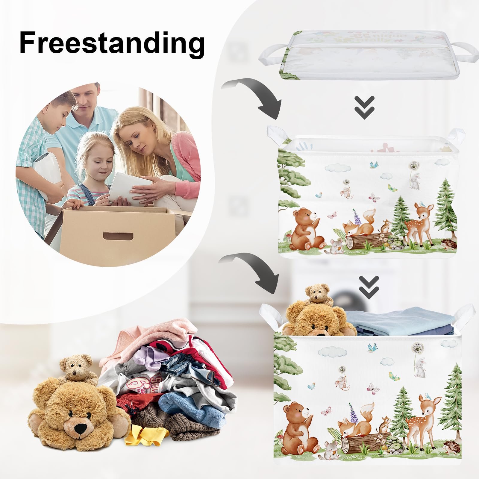 Корзина для игрушек HUUMONSS Детская Forest Animals Медведь Лиса Белка, 36 л, фото №3