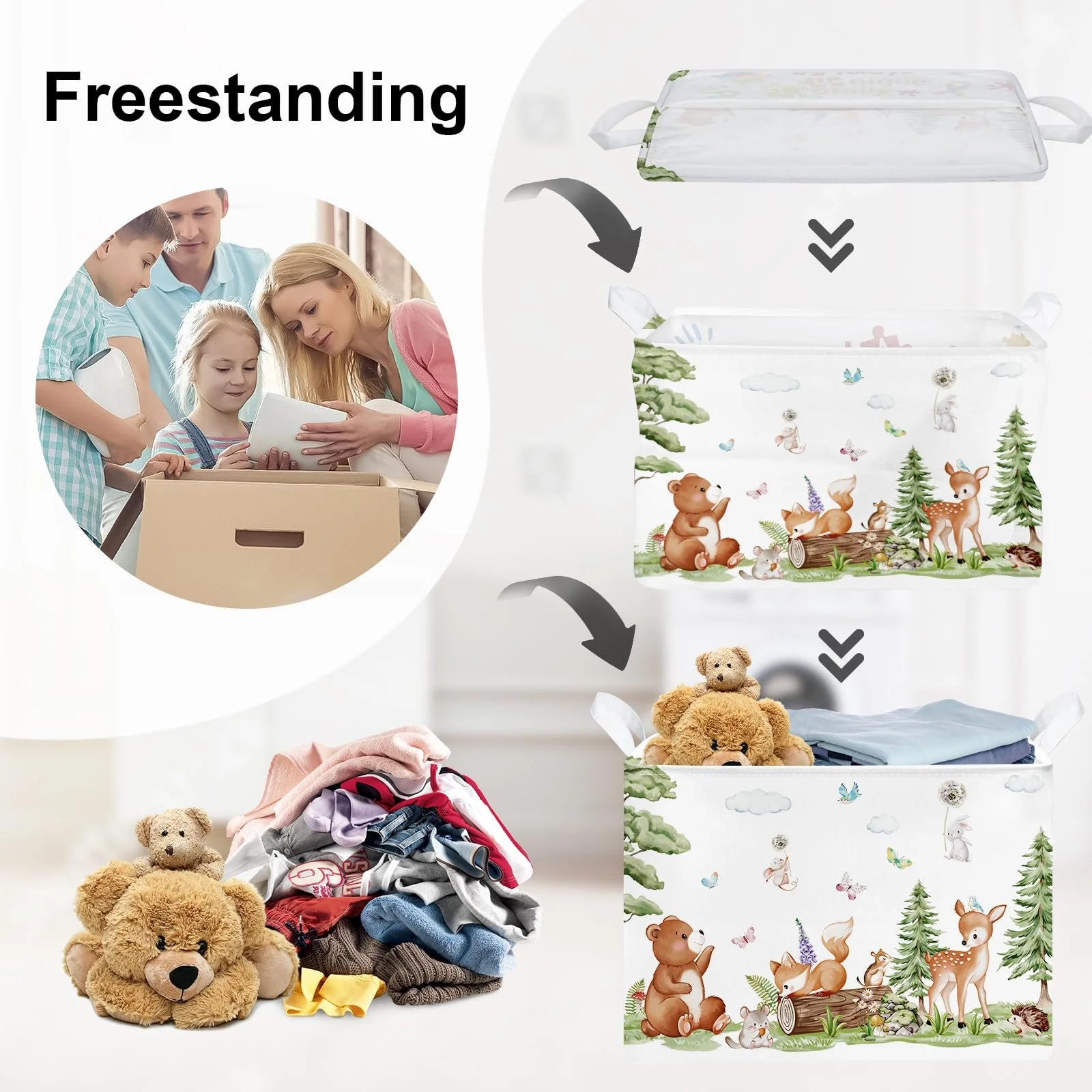 Корзина для игрушек HUUMONSS Детская Forest Animals Медведь Лиса Белка, 36 л, фото №3 Корзина для игрушек HUUMONSS Детская Forest Animals Медведь Лиса Белка, 36 л, фото №3