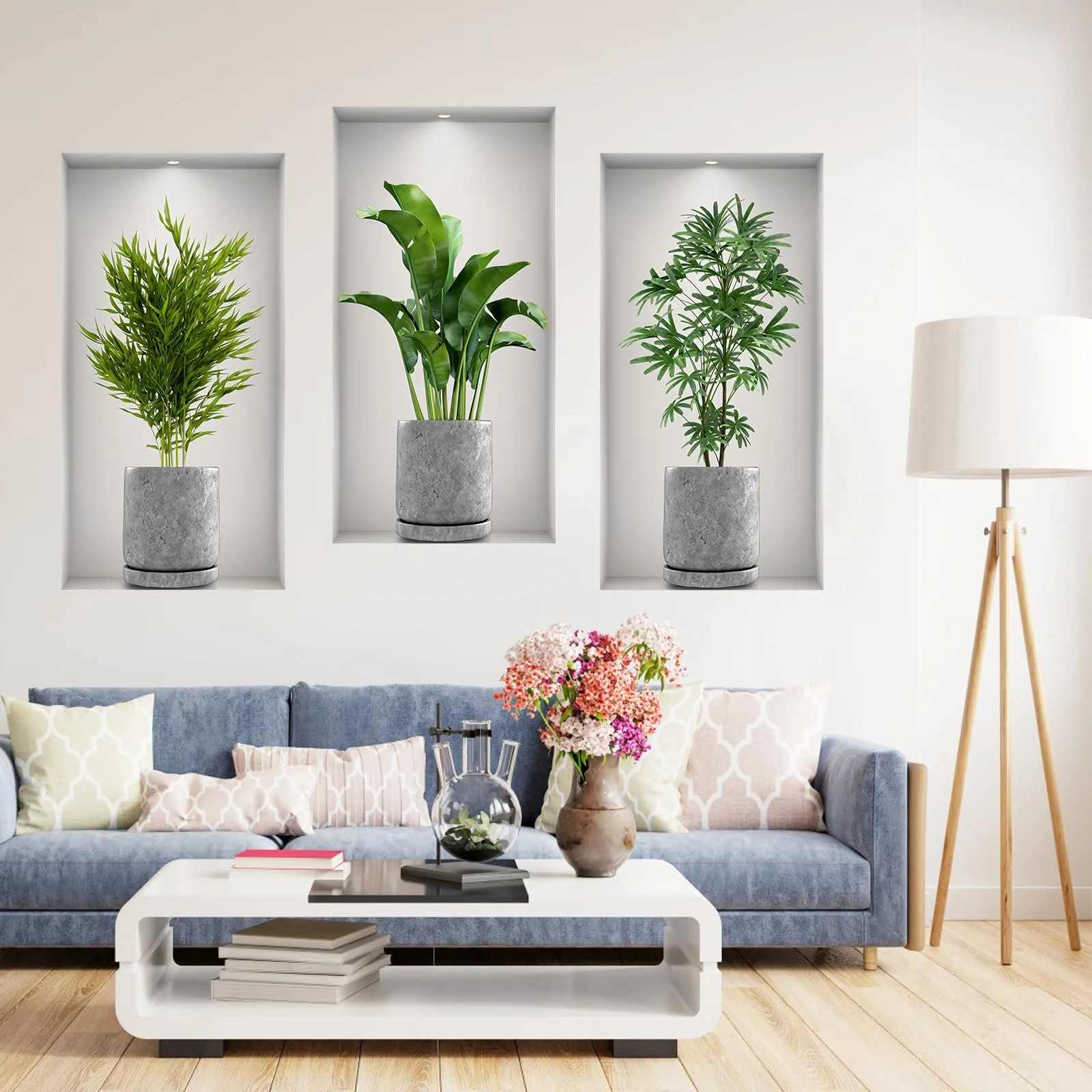 Наклейки на стіну Joyan 3D Рослини Зелені та червоні квіти Глянцеві Самоклейні ПВХ, фото №2