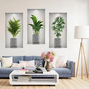 Наклейки на стіну Joyan 3D Рослини Зелені та червоні квіти Глянцеві Самоклейні ПВХ synthetic.ua - Фото 1