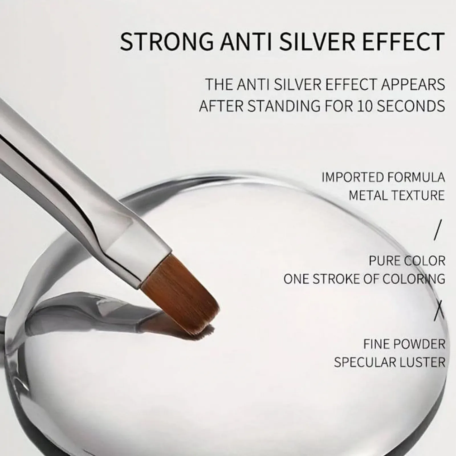 Металл-гель лак Зеркальный серебряный, фото №4 Металл-гель лак Зеркальный серебряный, фото №4