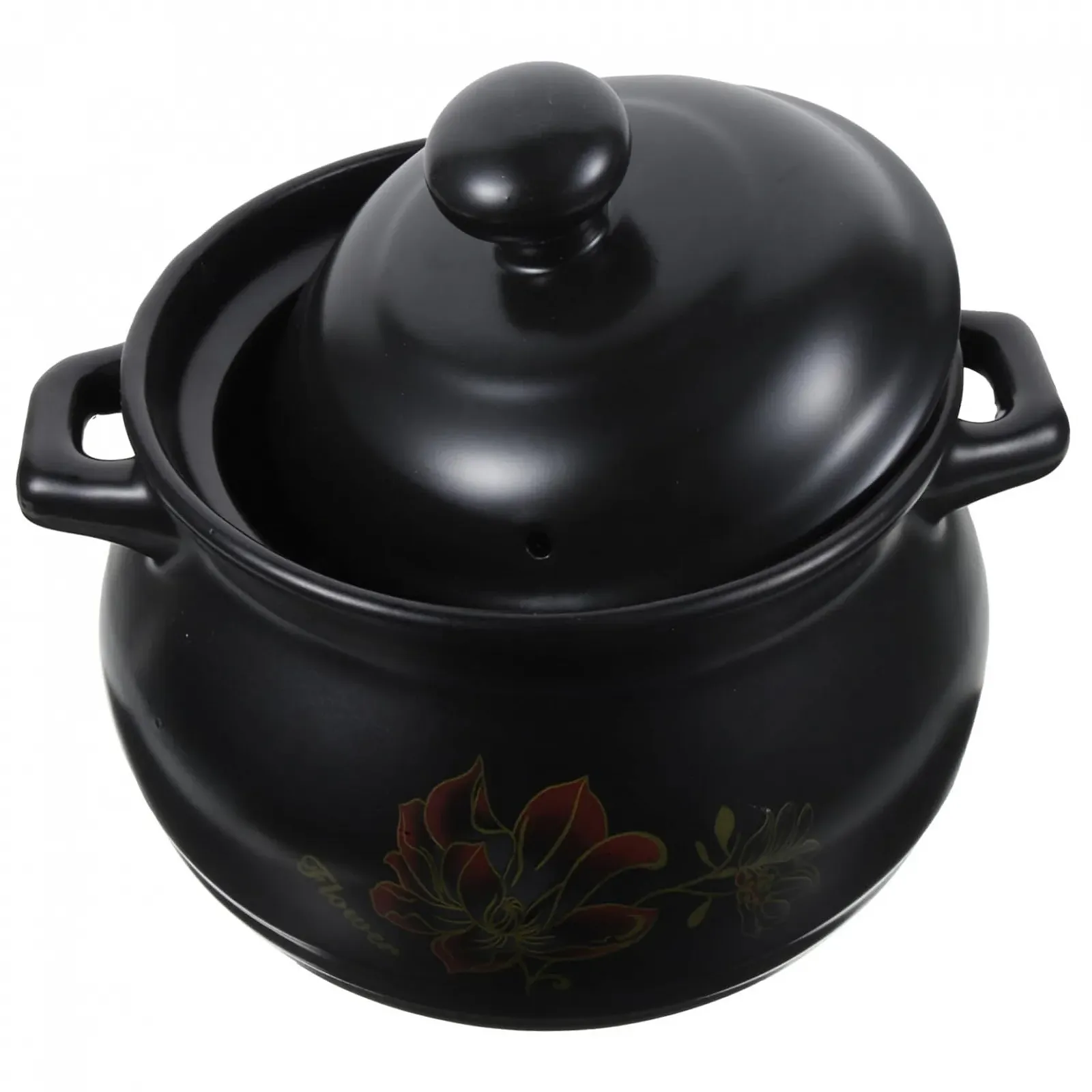 Кастрюля для запекания Healifty керамическая 2 л с ручкой Черный, фото №1