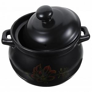 Кастрюля для запекания Healifty керамическая 2 л с ручкой Черный - Фото 1