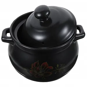 Кастрюля для запекания Healifty керамическая 2 л с ручкой Черный - Фото 1