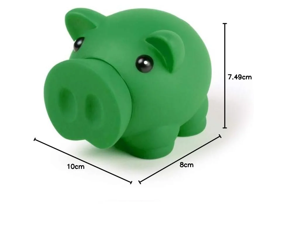 Копилка Свинья из мягкой резины Зеленая, фото №7
