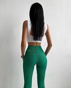 Женские спортивные лосины в рубчик трикотажные BF860 цвет зеленый размер 46/48 synthetic.ua - Фото 1