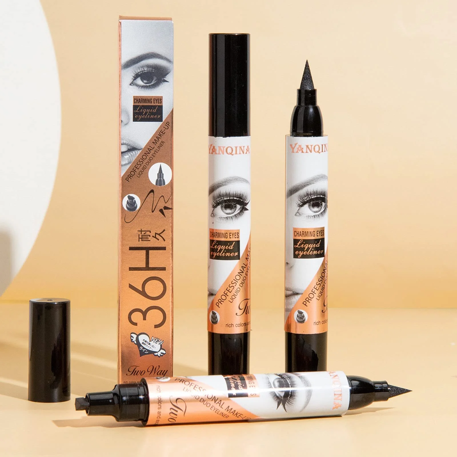 Подводка для глаз с двумя наконечниками, жидкая, стойкая, водостойкая, не размазывается, для идеального макияжа "кошачий глаз" для всех форм глаз, фото №6