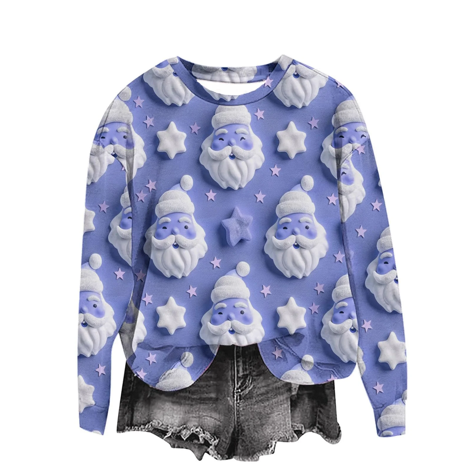 Женский Рождественский свитшот с круглым вырезом, Рождественский джемпер с принтом, Модный свитер, Зимний джемпер, фото №1