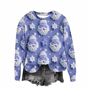 Женский Рождественский свитшот с круглым вырезом, Рождественский джемпер с принтом, Модный свитер, Зимний джемпер - Фото 1