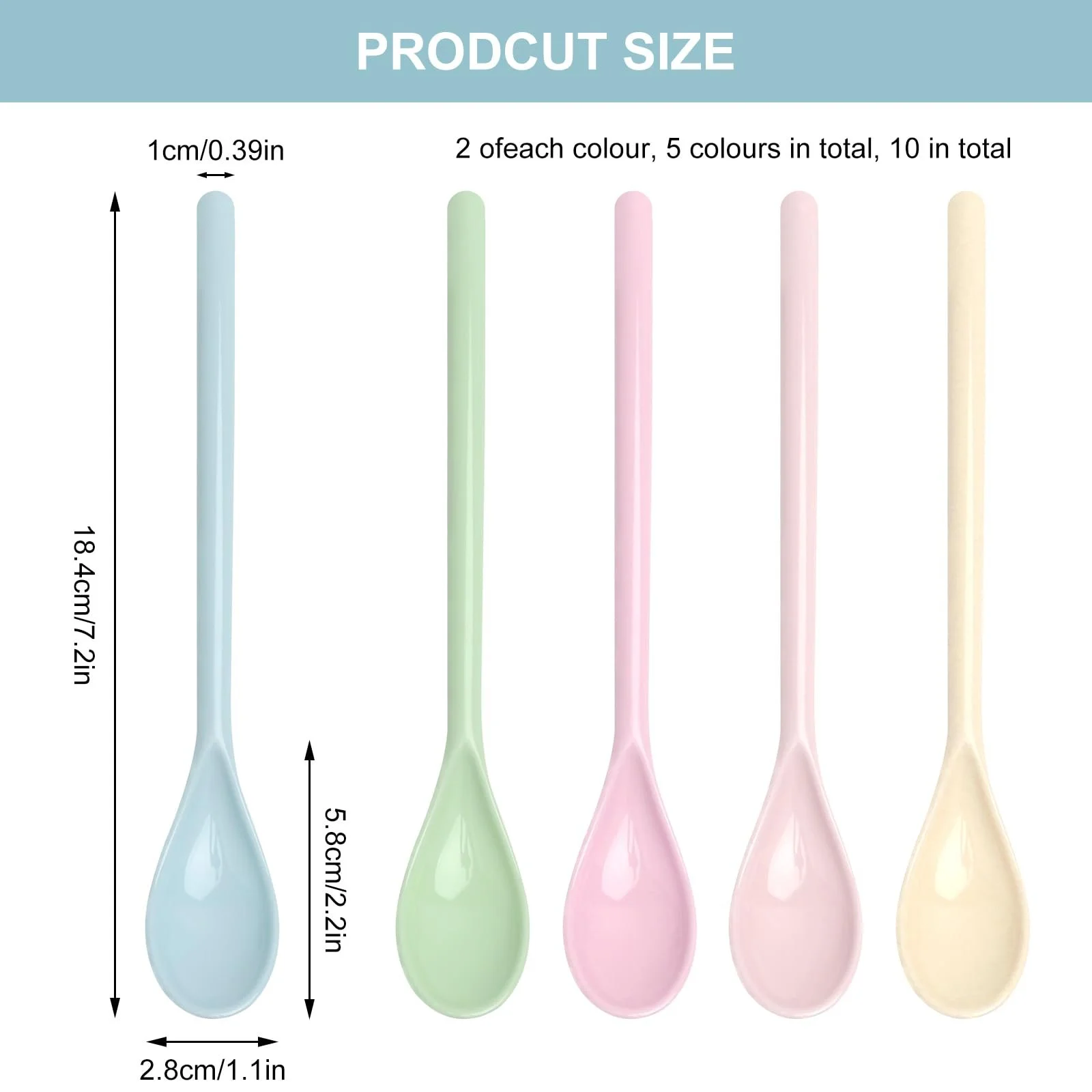 Набір Пластикових Ложок 10 штук, Кольорові, фото №2
