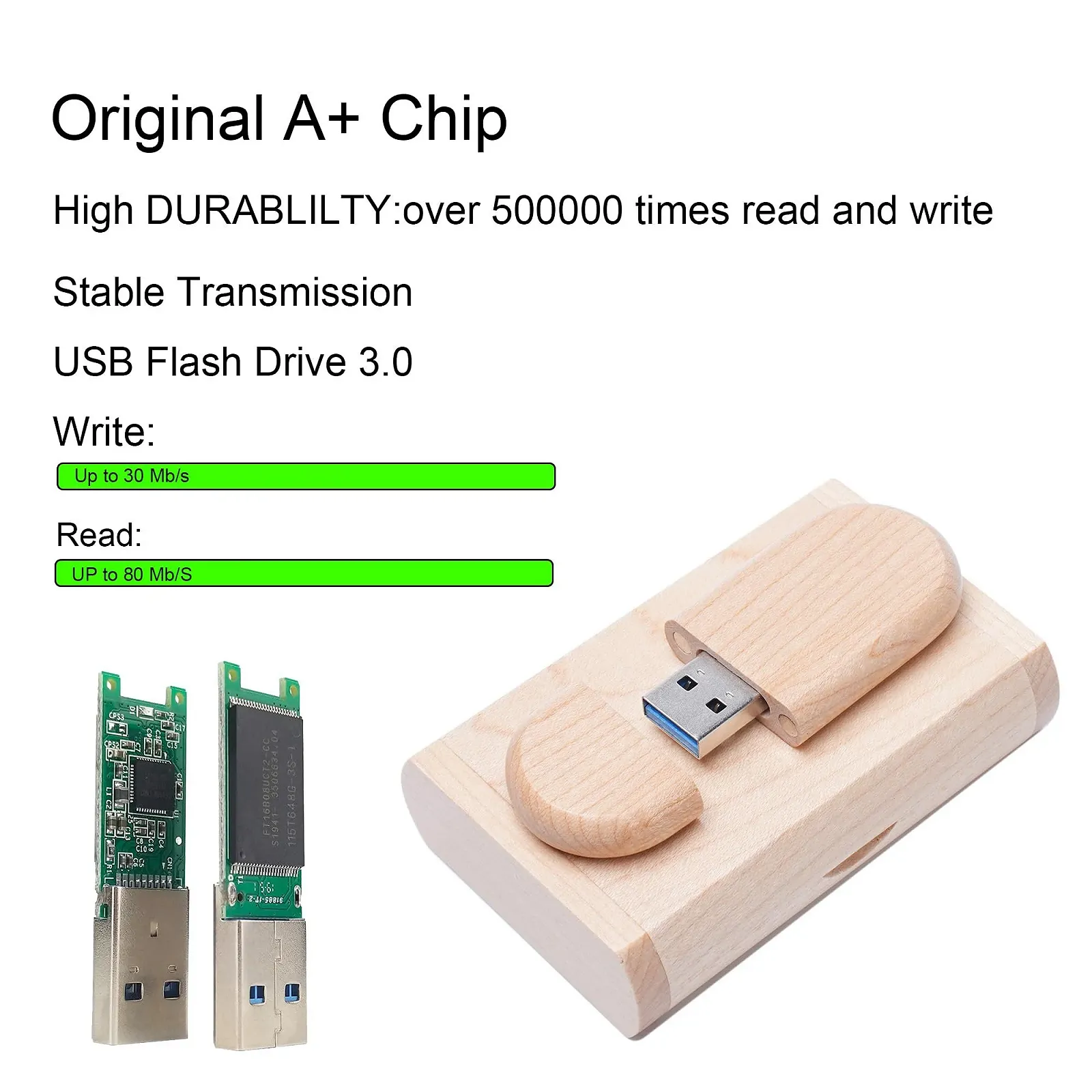 USB-флеш-накопичувач Wooden 32 GB USB 3.0 з дерев'яною коробкою, фото №2