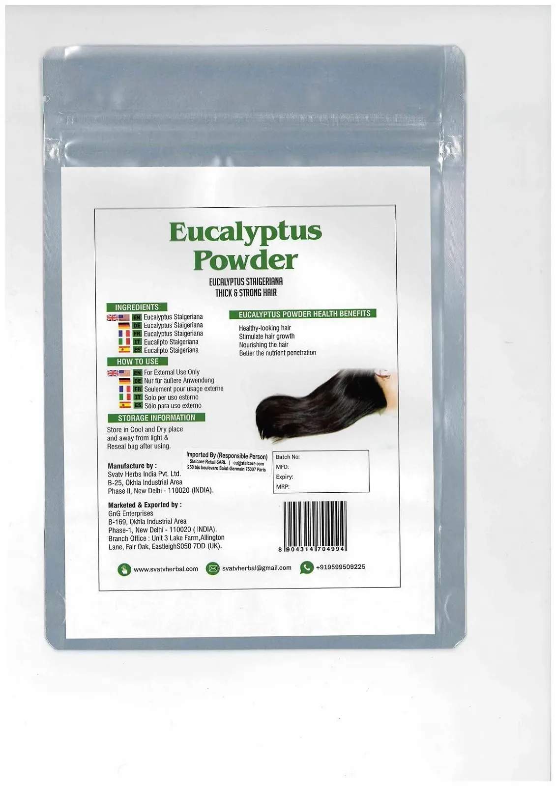 Порошок Евкаліпт SVATV Для росту волосся, заспокоює шкіру голови, 8 унцій, фото №2