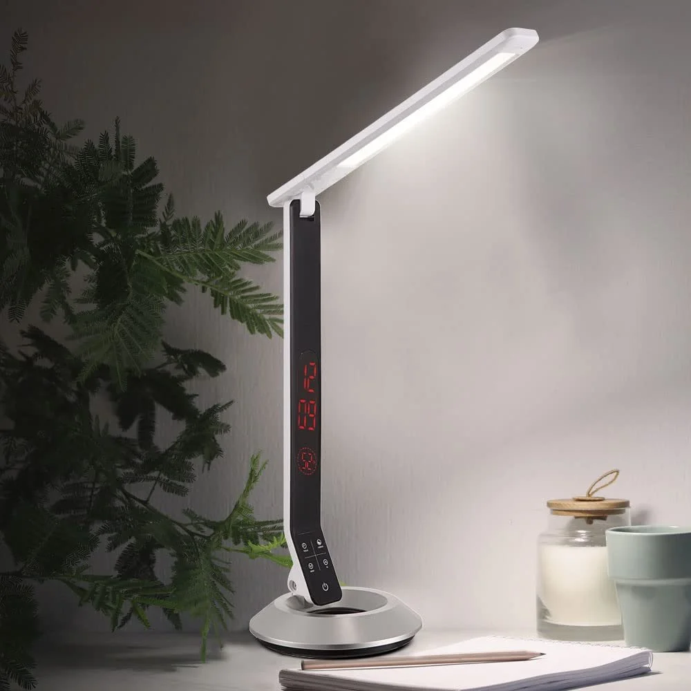 Настольная лампа Sleeptime алюминий и пластик с часами и будильником черная/серебристая, фото №8