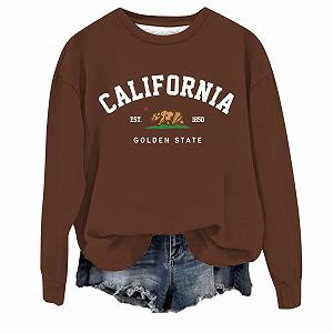 Женская Толстовка Los Angeles California College Solid Letter Outfits Y2K Винтажный Графический Худи Повседневная Круглая Шея Backwoods Goth Топы Эстетический Персонализированный Буква Напечатана Western - Фото 1