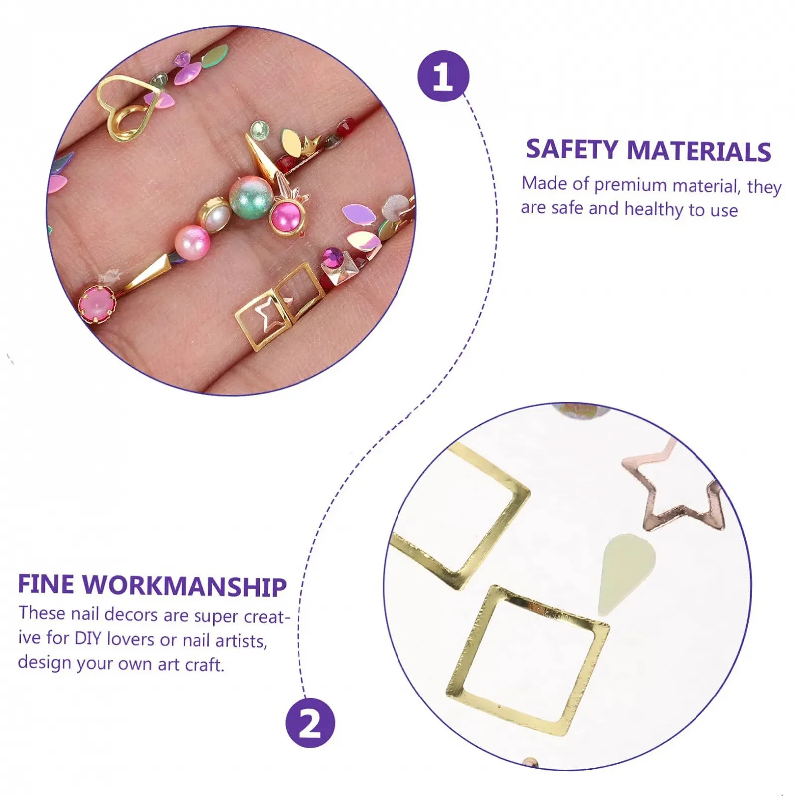 Стрази та перлини для нігтів Housoutil, набір з блискітками та аксесуарами, фото №2