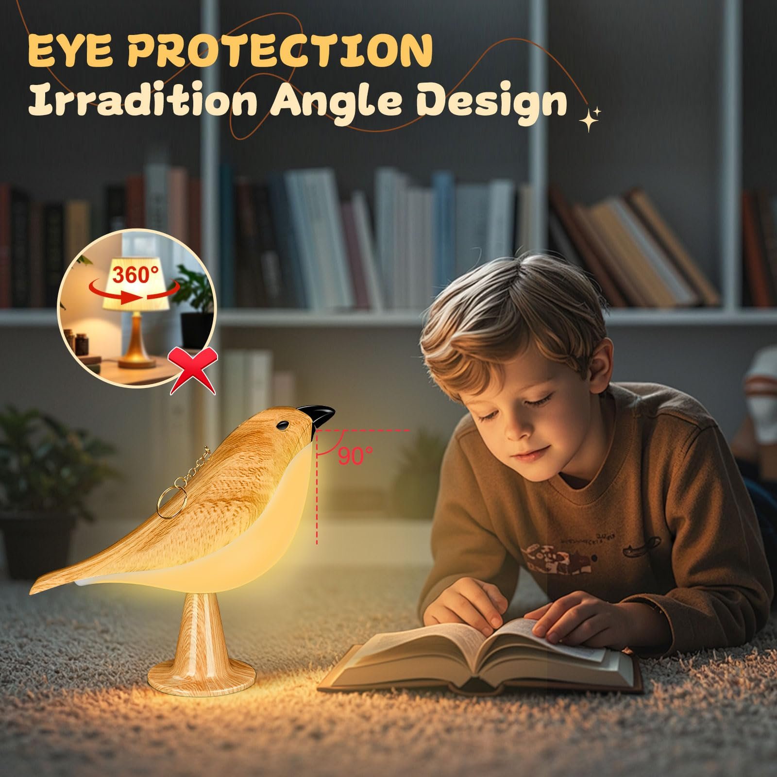 Настільна лампа LAVAED Bird Touch USB Акумуляторна Сенсорне керування Жовта, фото №7