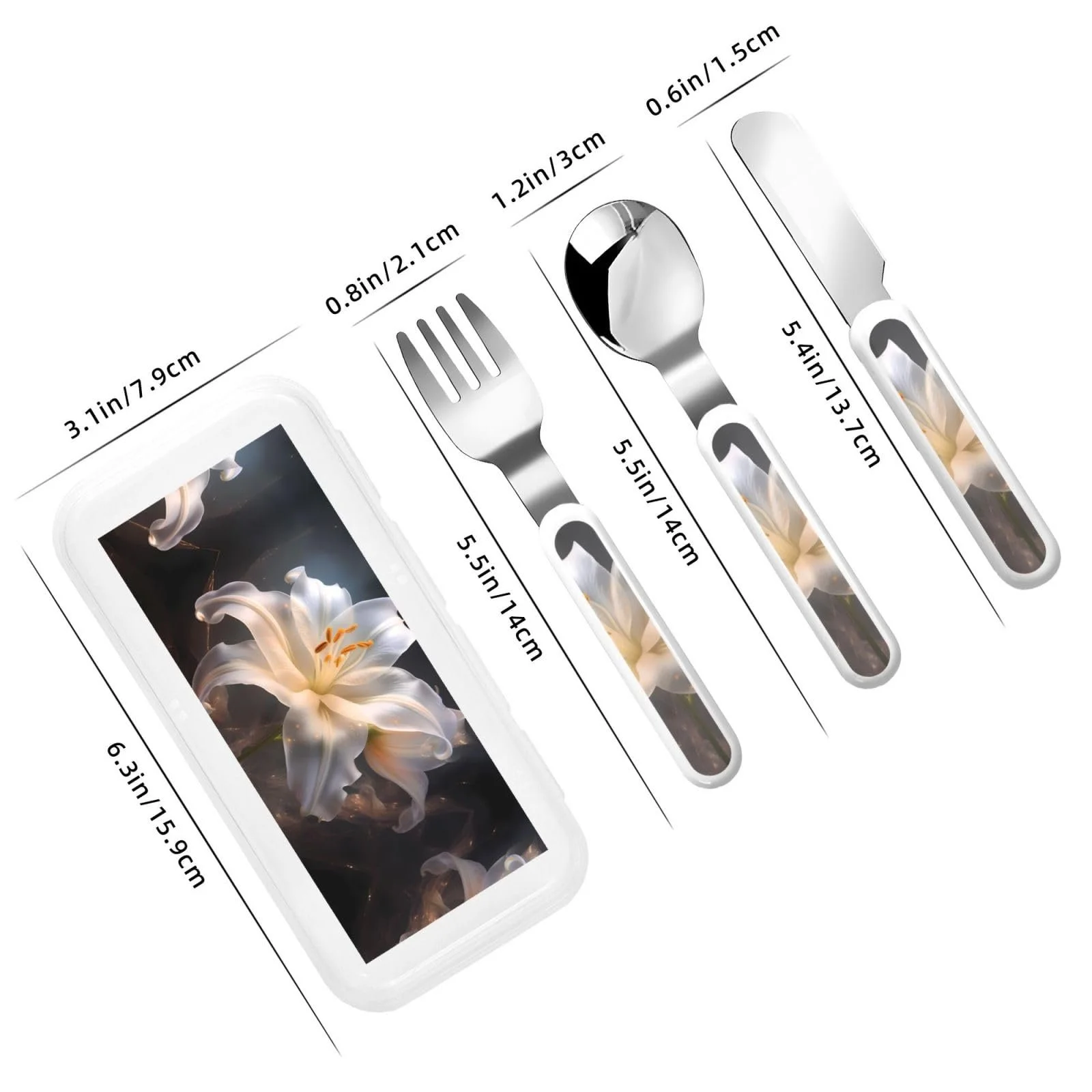 Набір дитячих столових приборів Magic Lily з принтом, три предмети, багаторазовий, фото №3 Набір дитячих столових приборів Magic Lily з принтом, три предмети, багаторазовий, фото №3