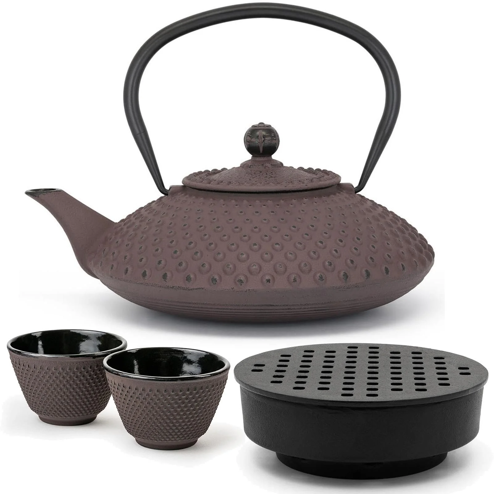 Чайник-заварник чавунний Bredemeijer Asia Aubergine 1.25 літра з 2 чашками, чохлом та фільтром, фото №1
