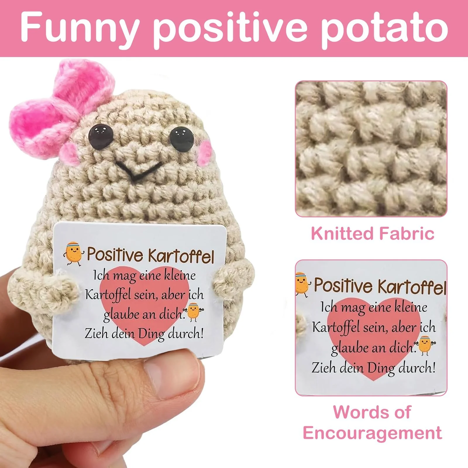 Positive Potato Gifts Creative Knitted Wool Potato Doll Позитивная картошка с бантиком, фото №3 Positive Potato Gifts Creative Knitted Wool Potato Doll Позитивная картошка с бантиком, фото №3