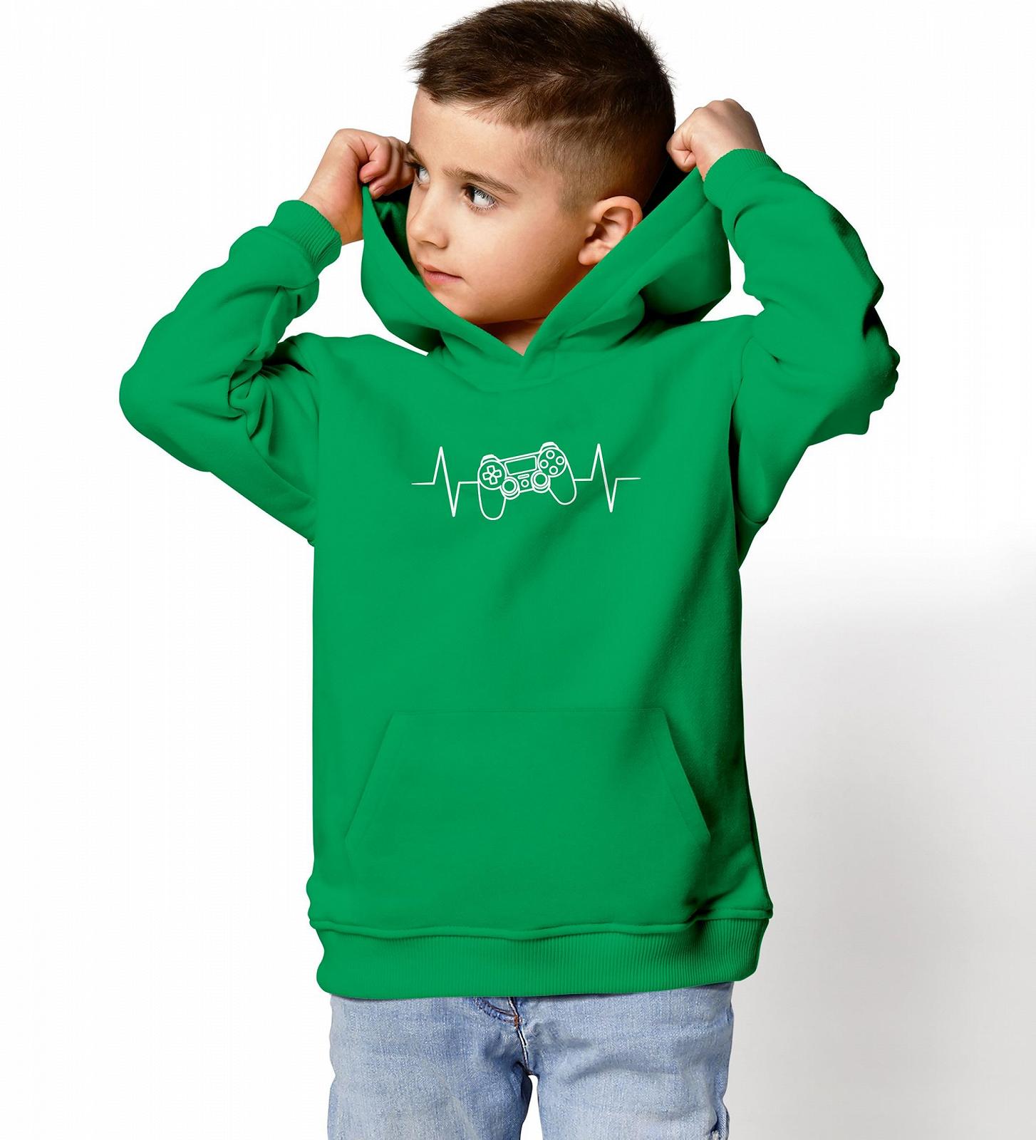 Худи MoonWorks Детский для мальчиков Gaming Gamer Gaming Heartbeat Console J с принтом, фото №3