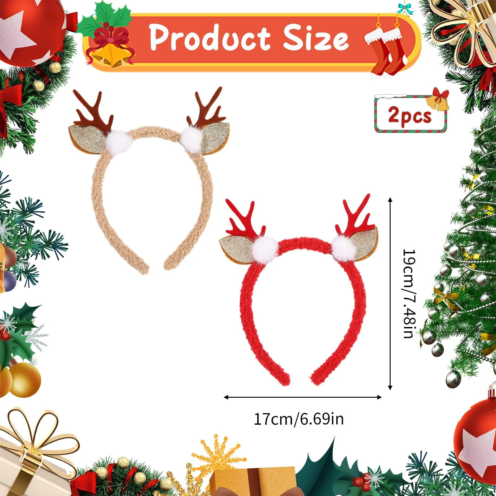 Набір з 2 Різдвяних обручів на голову, фото №2