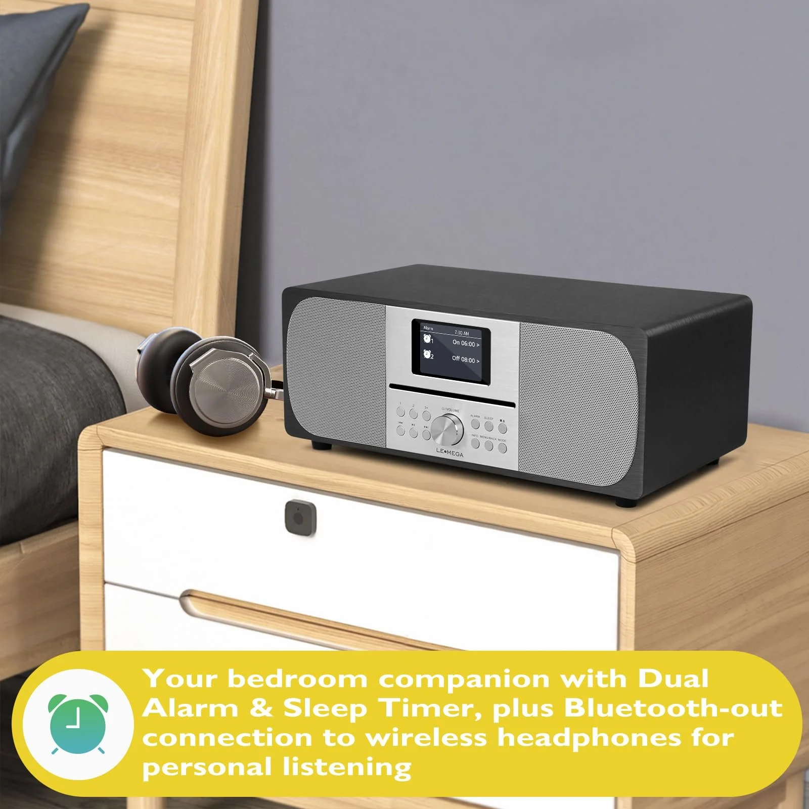 CD-програвач LEMEGA MSY6 DAB+, USB MP3, Bluetooth 5.3, FM, 100 Вт, дерев'яний корпус, фото №5