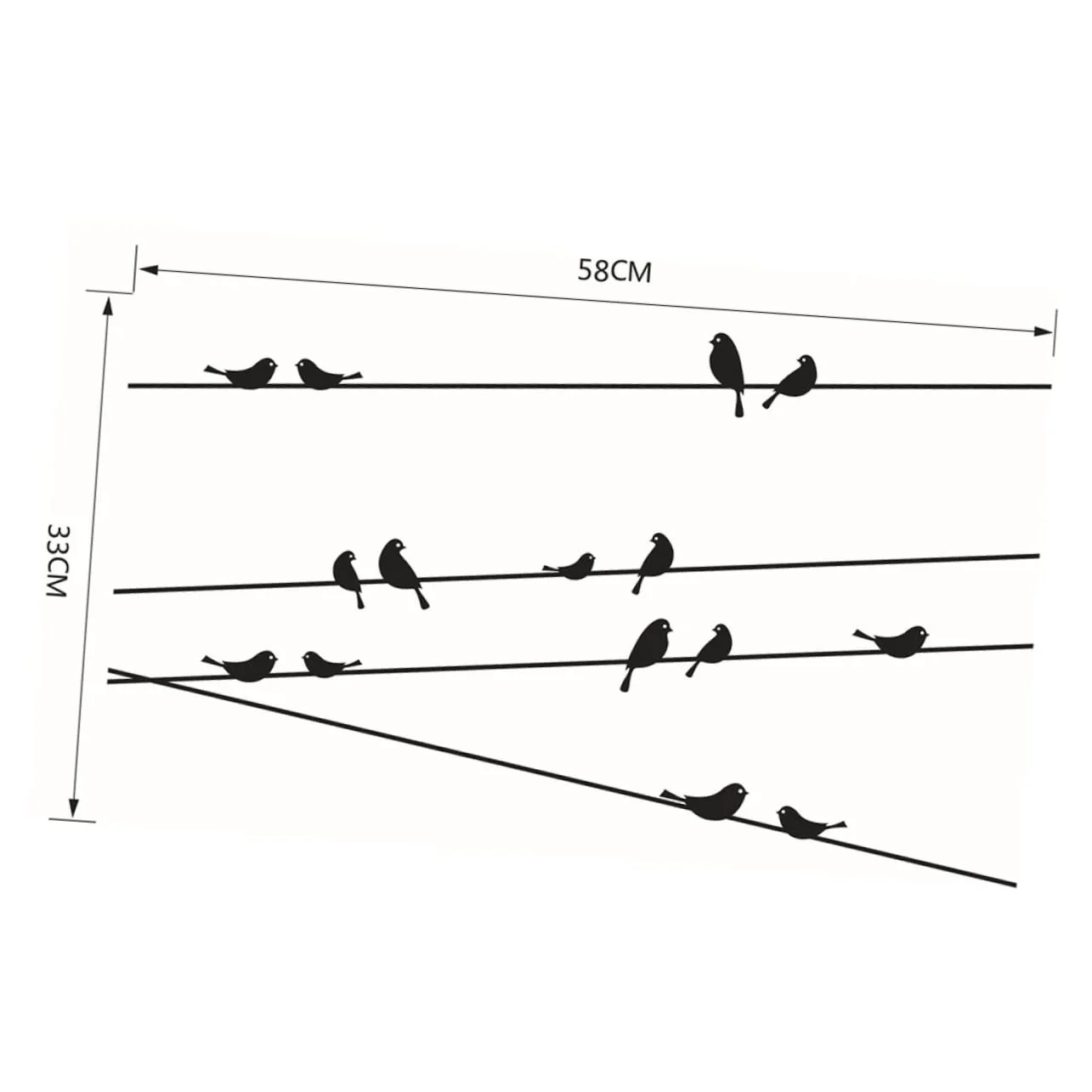 Наклейка на стіну OSALADI Птахи на дроті PVC, фото №7