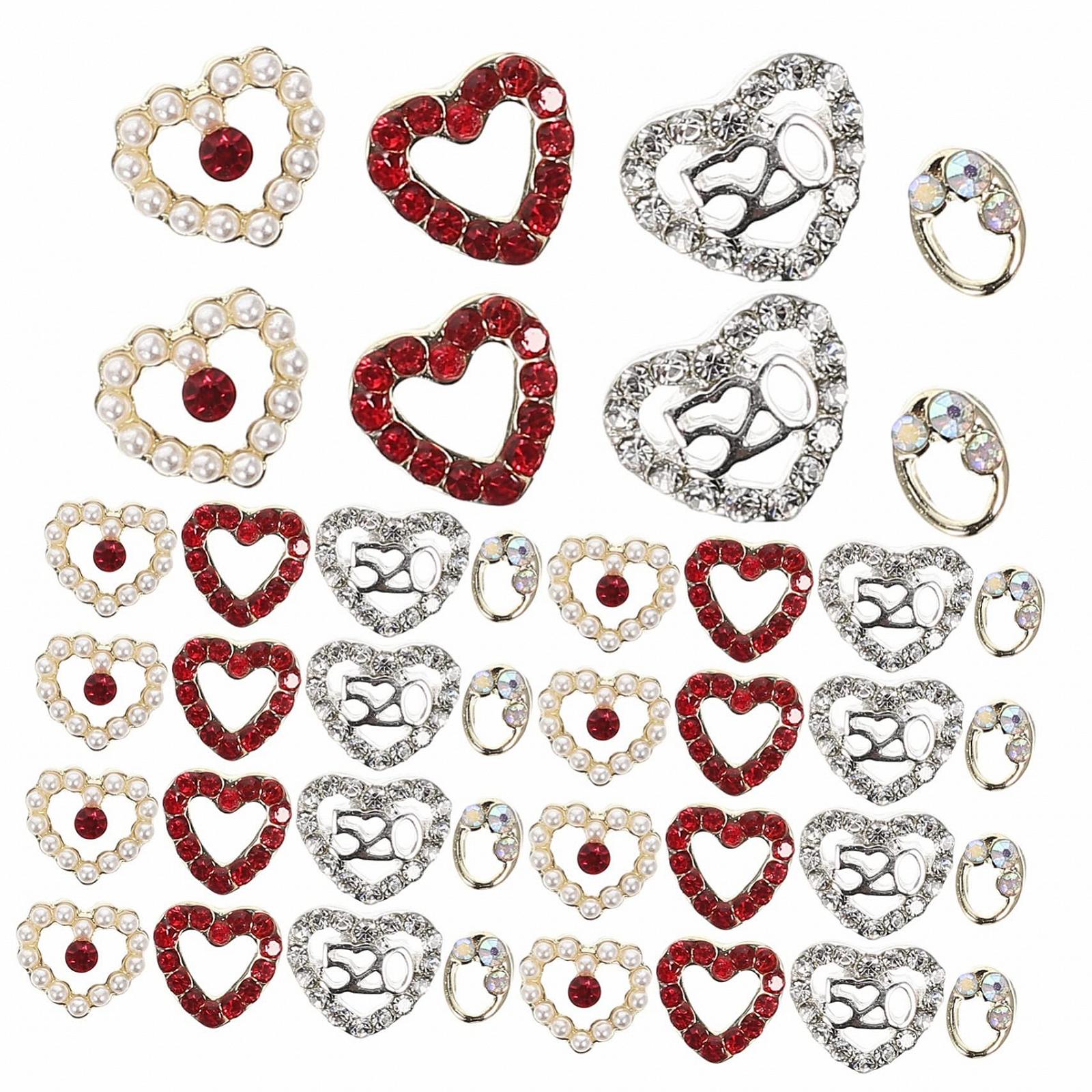 Украшения для ногтей в форме сердца FRCOLOR 120 шт. Блестящие стразы для маникюра на День Святого Валентина для нейл-арта и творческих поделок, фото №9